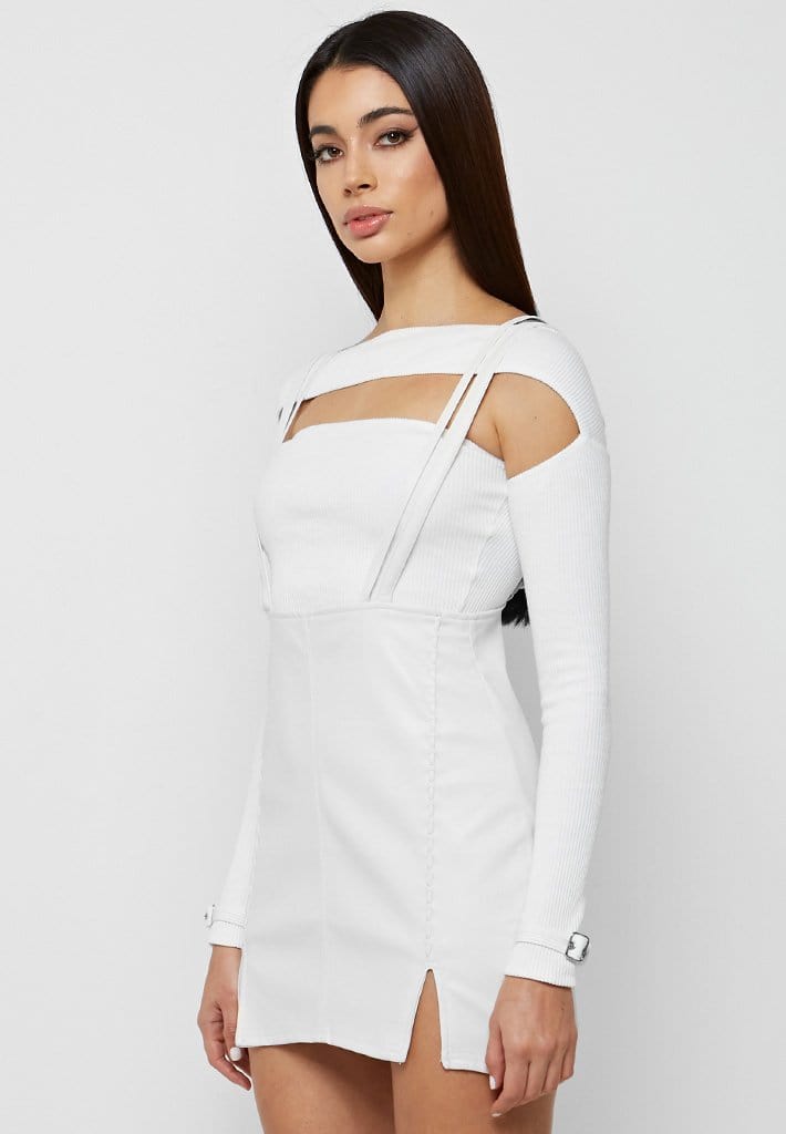 Vegan Leather Mini Dress - White ...